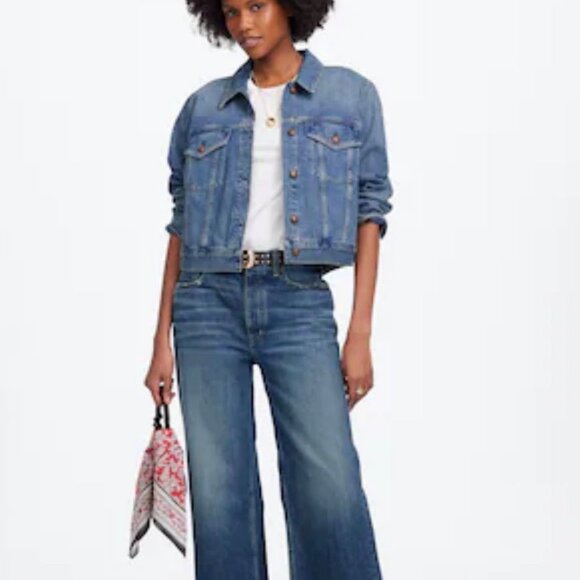 Madewell Low Slung Baggy Crop Jeans Croswell Wash Wide Leg Denim Size 33 - Picture 4 of 4